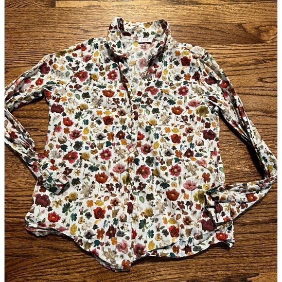 Il Gufo Other - il gufo | Girls Long Sleeve Button‎ Down Floral Fall Autumn Scenery Sz 8